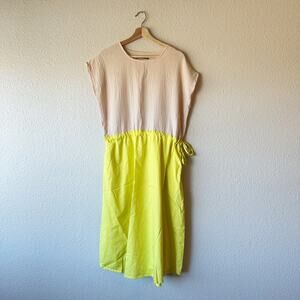 Cecilia Sorensen Dress Gauze Cream White Neon Yellow Green sz S